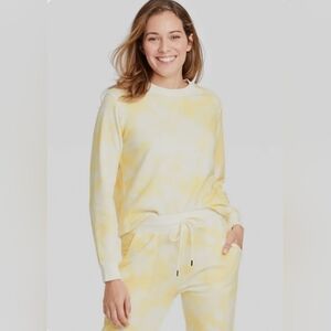 Women's Stars Above Yellow Tie-Dye Beautifully Soft Fleece Sweatshirt, Size M